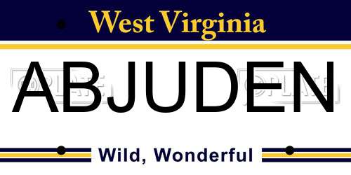 ABJUDEN West Virginia License Plate