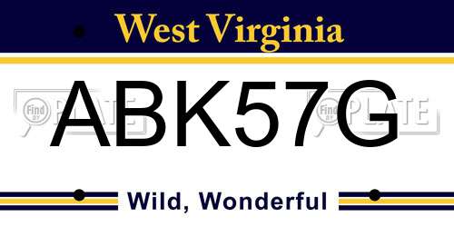 ABK57G West Virginia License Plate