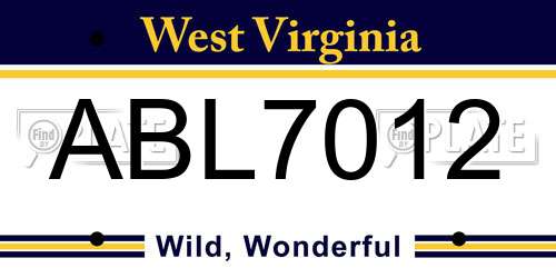 ABL7012 West Virginia License Plate