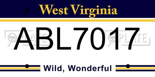 ABL7017 West Virginia License Plate