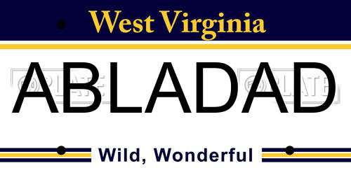 ABLADAD West Virginia License Plate