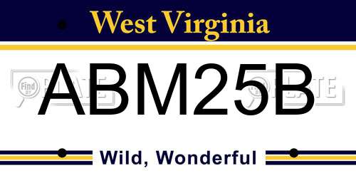 ABM25B West Virginia License Plate