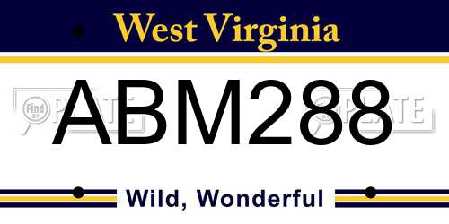 ABM288 West Virginia License Plate