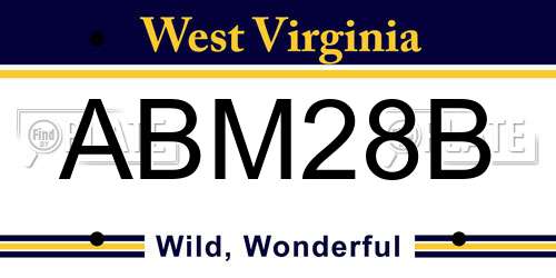 ABM28B West Virginia License Plate