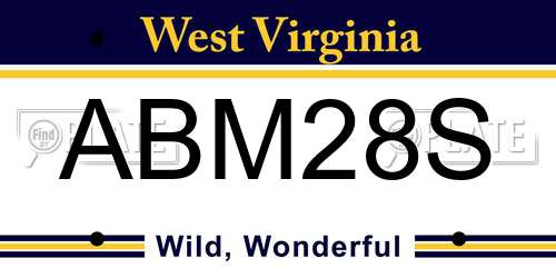 ABM28S West Virginia License Plate