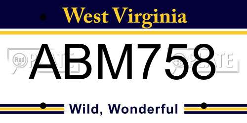 ABM758 West Virginia License Plate