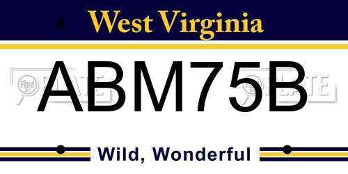 ABM75B West Virginia License Plate