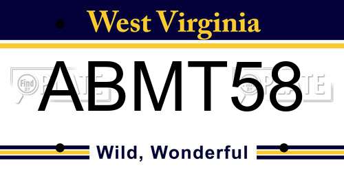ABMT58 West Virginia License Plate