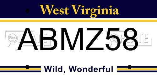 ABMZ58 West Virginia License Plate