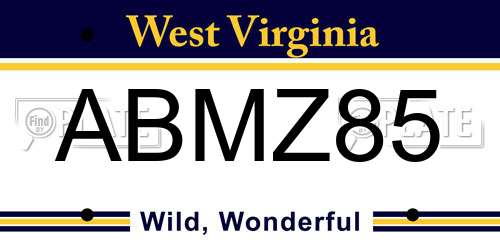 ABMZ85 West Virginia License Plate