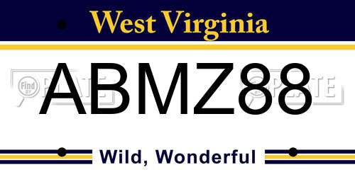 ABMZ88 West Virginia License Plate