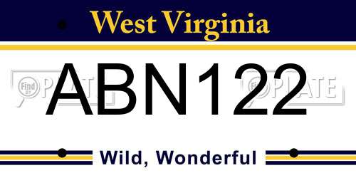 ABN122 West Virginia License Plate