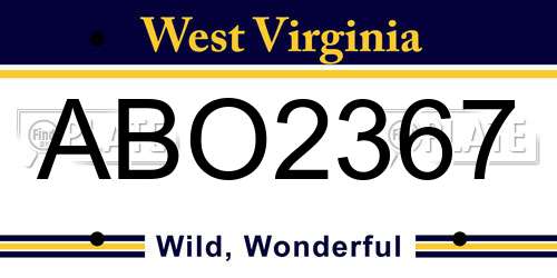 ABO2367 West Virginia License Plate