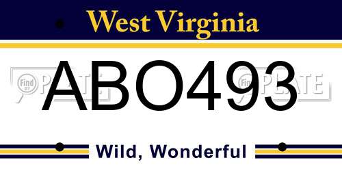 ABO493 West Virginia License Plate
