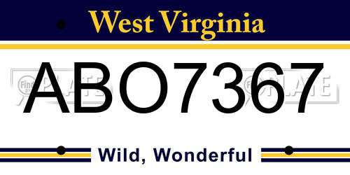 ABO7367 West Virginia License Plate