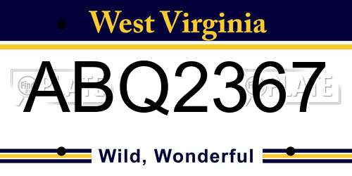 ABQ2367 West Virginia License Plate