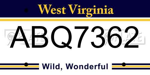 ABQ7362 West Virginia License Plate