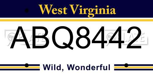ABQ8442 West Virginia License Plate