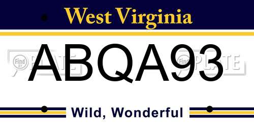ABQA93 West Virginia License Plate