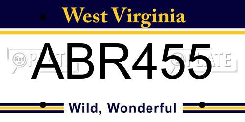 ABR455 West Virginia License Plate