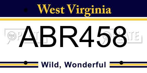ABR458 West Virginia License Plate