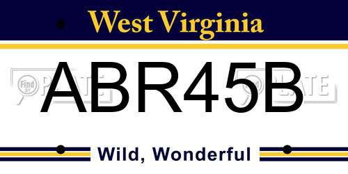 ABR45B West Virginia License Plate