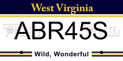 ABR45S West Virginia License Plate