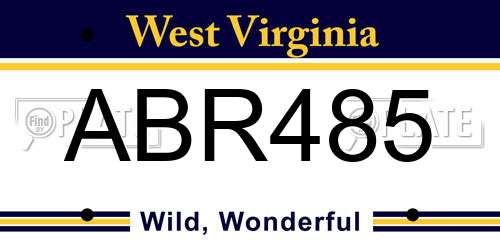 ABR485 West Virginia License Plate