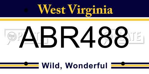 ABR488 West Virginia License Plate