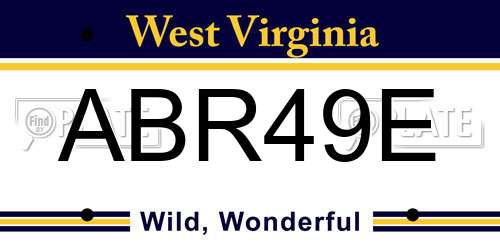 ABR49E West Virginia License Plate