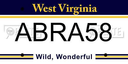ABRA58 West Virginia License Plate