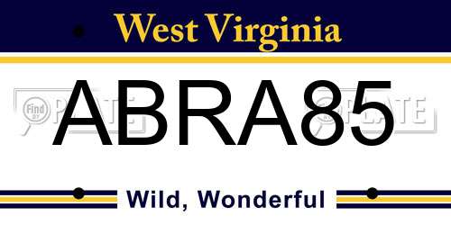 ABRA85 West Virginia License Plate