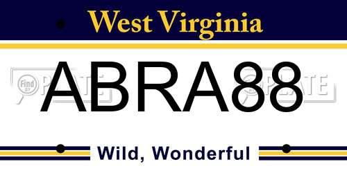 ABRA88 West Virginia License Plate