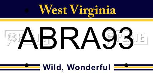 ABRA93 West Virginia License Plate