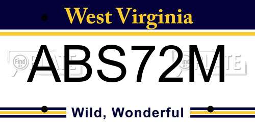 ABS72M West Virginia License Plate