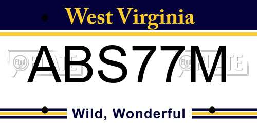 ABS77M West Virginia License Plate