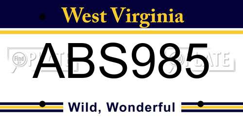 ABS985 West Virginia License Plate