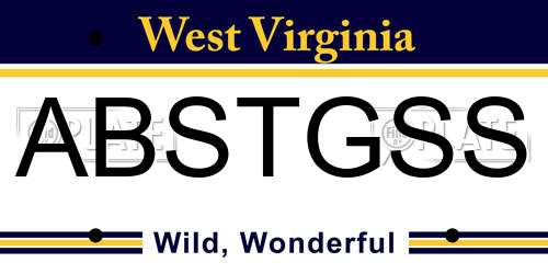 ABSTGSS West Virginia License Plate