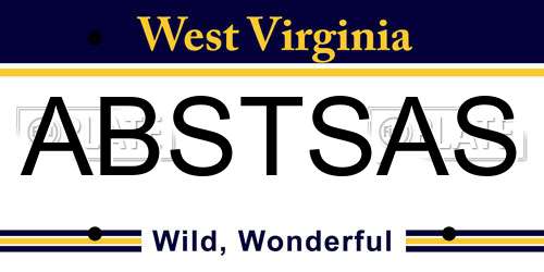 ABSTSAS West Virginia License Plate