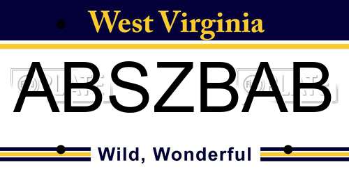 ABSZBAB West Virginia License Plate