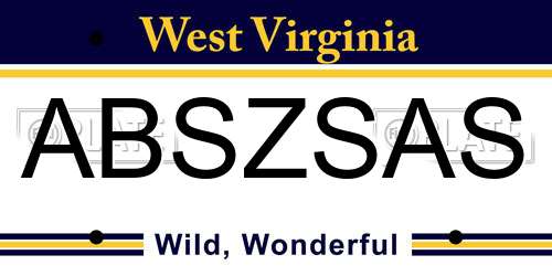 ABSZSAS West Virginia License Plate