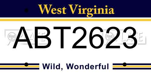 ABT2623 West Virginia License Plate