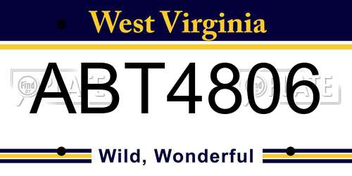 ABT4806 West Virginia License Plate