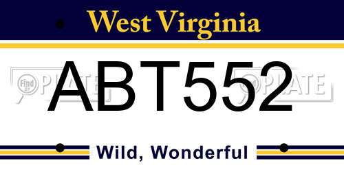 ABT552 West Virginia License Plate