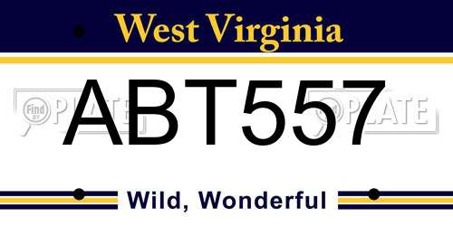 ABT557 West Virginia License Plate