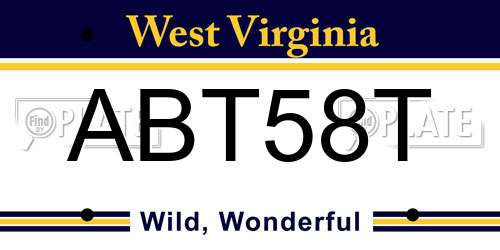 ABT58T West Virginia License Plate