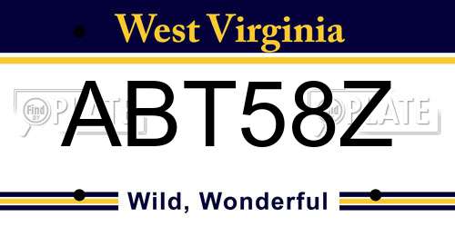 ABT58Z West Virginia License Plate