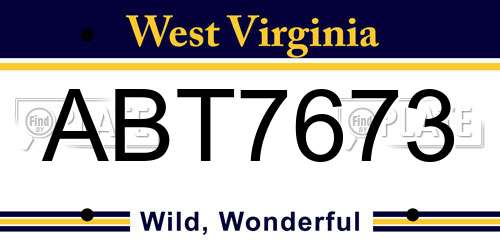 ABT7673 West Virginia License Plate