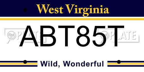 ABT85T West Virginia License Plate