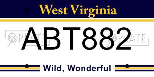 ABT882 West Virginia License Plate